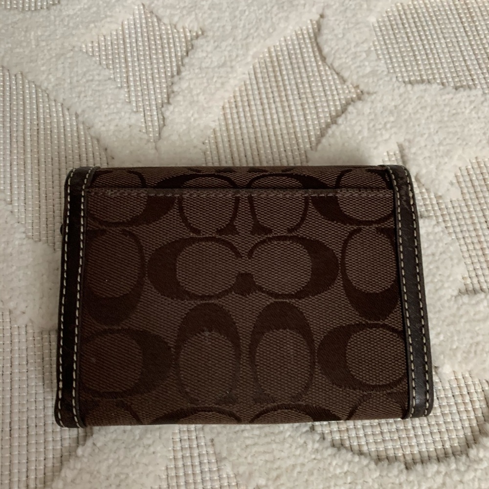 Coach brown canvas trifold wallet - Picture 2 of 11